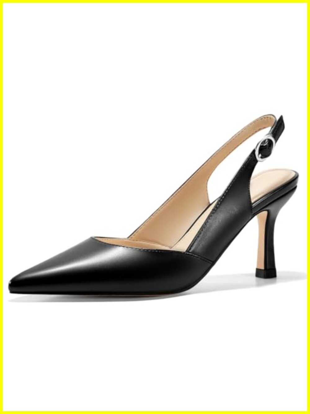 Faux Leather Slingback Kitten Heels Pointed Toe Backless Wedding Party Dress